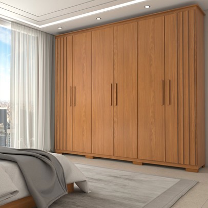 Guarda-Roupa Casal Hiara 6 Portas Bater 4 Gavetas Nature - Panorama Móveis