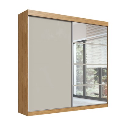 Guarda-Roupa 2 Portas 4 Gavetas com Espelho Rp5240 Flex Naturalle/Cristalo - Decibal
