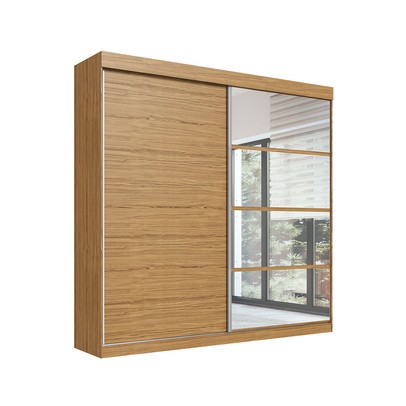 Guarda-Roupa 2 Portas 4 Gavetas com Espelho Rp5240 Flex Naturalle/Cristalo - Decibal