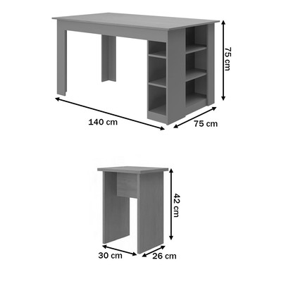 Mesa de Jantar 4 Lugares Esmeralda Grafite/Grey - Deibe Móveis