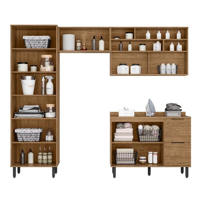 Lavanderia Completa Toscana 6 Portas 3 Gavetas 100% Mdf Freijó - Mx Móveis