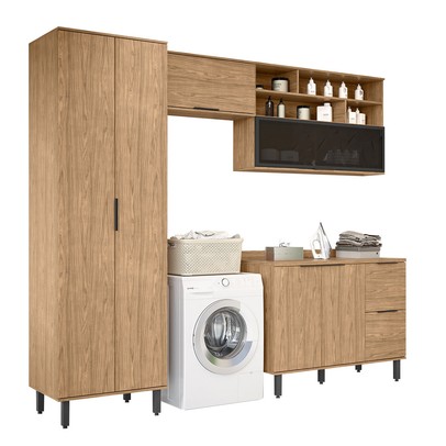 Lavanderia Completa Toscana 6 Portas 3 Gavetas 100% Mdf Freijó - Mx Móveis