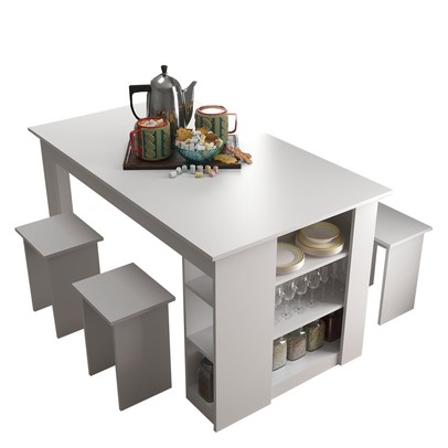 Mesa de Jantar 4 Lugares Esmeralda Branco  - Deibe Móveis