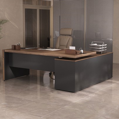 Mesa para Escritório Diretoria Tamburato Connect 2 Portas Nogal/Preto - Artany Móveis