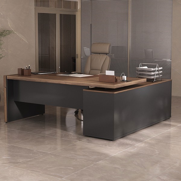 Mesa para Escritório Diretoria Tamburato Connect 2 Portas Nogal/Preto - Artany Móveis