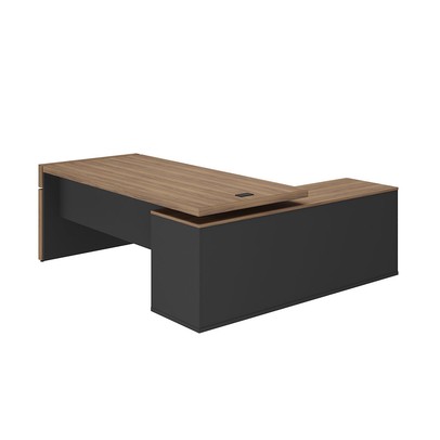 Mesa para Escritório Diretoria Tamburato Connect 2 Portas Nogal/Preto - Artany Móveis