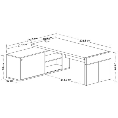 Mesa para Escritório Diretoria Tamburato Connect 2 Portas Nogal/Preto - Artany Móveis