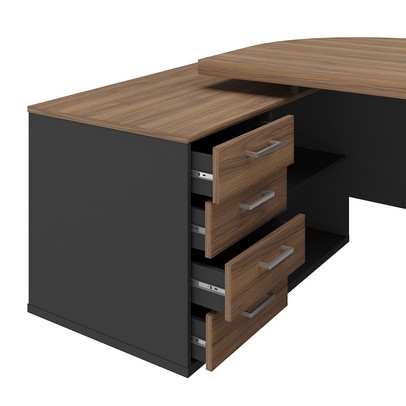 Mesa para Escritório Tamburato Presidente 2 Portas 4 Gavetas Nogal/Preto - Artany Móveis