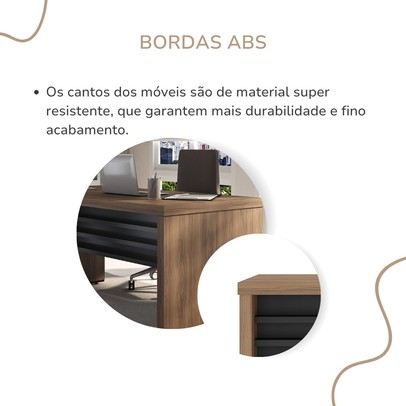 Mesa para Escritório Tamburato Nogal/Preto 6363 - Artany Móveis