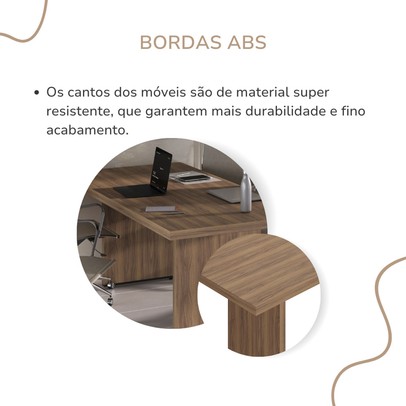 Mesa para Escritório Tamburato Nogal/Preto 6366 - Artany Móveis