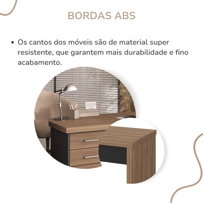 Mesa para Escritório Tamburato 4 Gavetas Nogal/Preto 6127 - Artany Móveis