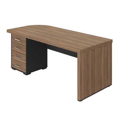 Mesa para Escritório Tamburato 4 Gavetas Nogal/Preto 6127 - Artany Móveis