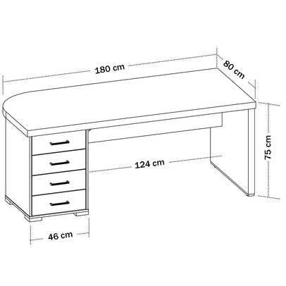 Mesa para Escritório Tamburato 4 Gavetas Nogal/Preto 6127 - Artany Móveis