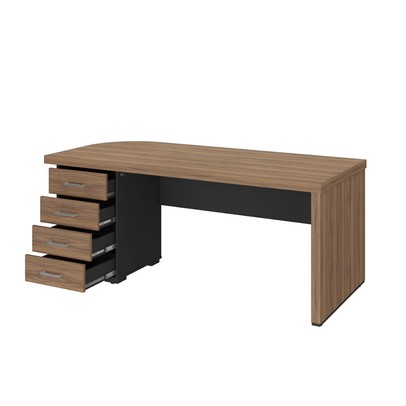 Mesa para Escritório Tamburato 4 Gavetas Nogal/Preto 6127 - Artany Móveis