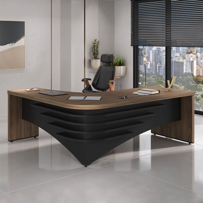 Mesa para Escritório Diretor Nogal/Preto 6128 - Artany Móveis