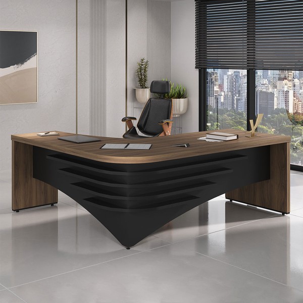Mesa para Escritório Diretor Nogal/Preto 6128 - Artany Móveis