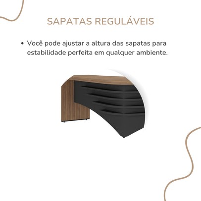 Mesa para Escritório Diretor Nogal/Preto 6128 - Artany Móveis