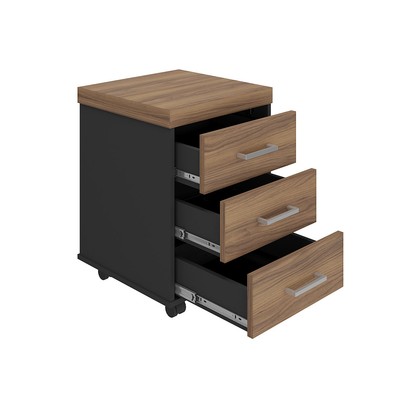 Gaveteiro Tamburato 3 Gavetas Nogal/Preto - Artany Móveis