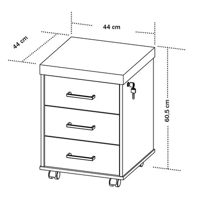 Gaveteiro Tamburato 3 Gavetas Nogal/Preto - Artany Móveis