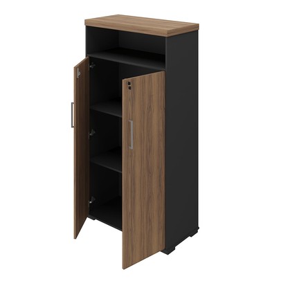 Armário para Escritório Tamburato 2 Portas Nogal/Preto - Artany Móveis