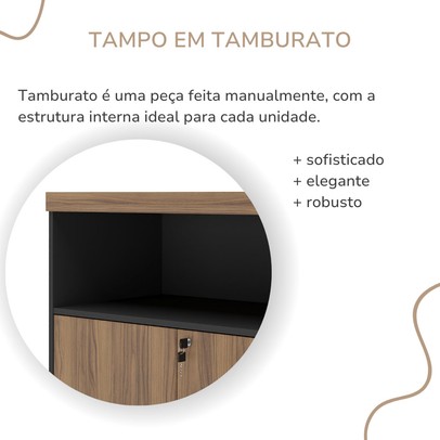 Armário para Escritório Tamburato 2 Portas Nogal/Preto - Artany Móveis