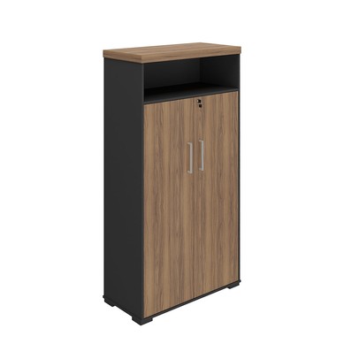 Armário para Escritório Tamburato 2 Portas Nogal/Preto - Artany Móveis