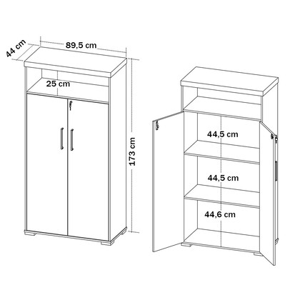 Armário para Escritório Tamburato 2 Portas Nogal/Preto - Artany Móveis