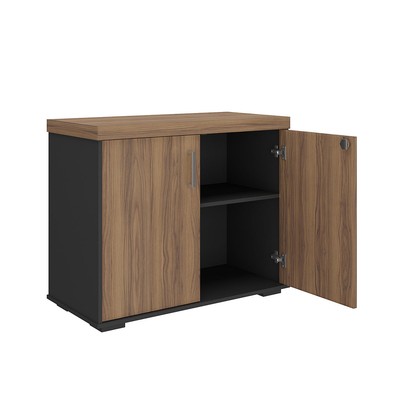 Armário para Escritório Tamburato 2 Portas Nogal/Preto - Artany Móveis
