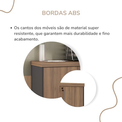 Armário para Escritório Tamburato 2 Portas Nogal/Preto - Artany Móveis