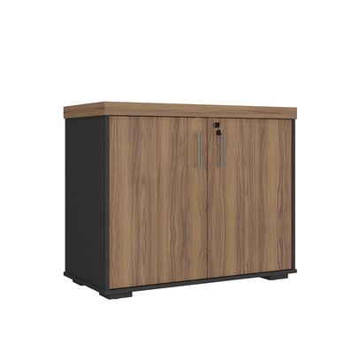 Armário para Escritório Tamburato 2 Portas Nogal/Preto - Artany Móveis