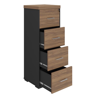 Gaveteiro Arquivo Tamburato 4 Gavetas Nogal/Preto - Artany Móveis