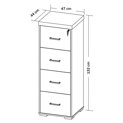 Gaveteiro Arquivo Tamburato 4 Gavetas Nogal/Preto - Artany Móveis