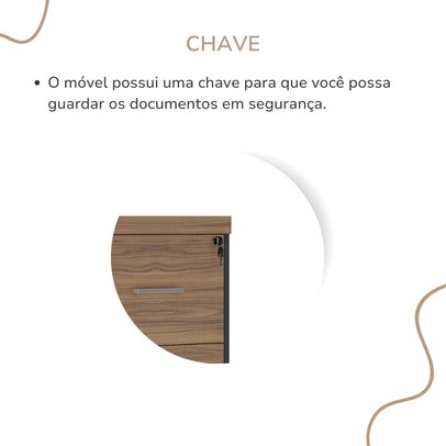 Gaveteiro Arquivo Tamburato 4 Gavetas Nogal/Preto - Artany Móveis