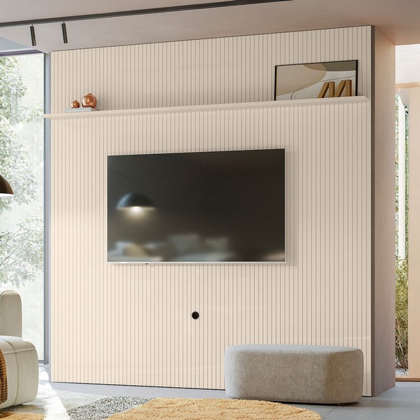 Painel para TV Até 75 Polegadas New Guaporé 1 Prateleira Off White - Madetec