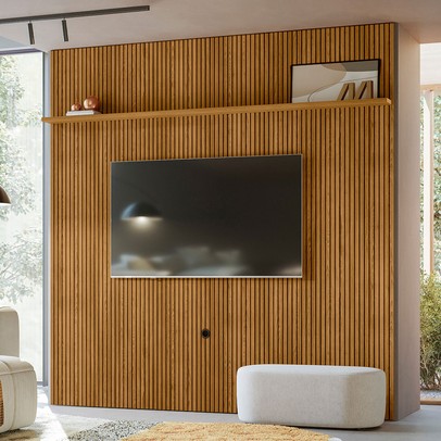 Painel para TV Até 75 Polegadas New Guaporé 1 Prateleira Cumaru - Madetec