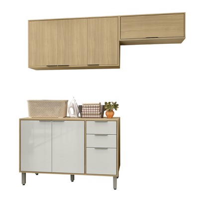 Lavanderia Completa Glória 7 Portas 2 Gavetas Castanho/Off White - Mx Móveis