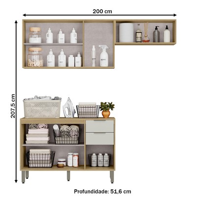 Lavanderia Completa Glória 7 Portas 2 Gavetas Castanho/Off White - Mx Móveis