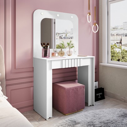 Penteadeira Camarim Rouge 1 Gaveta Branco - Móveis Bechara