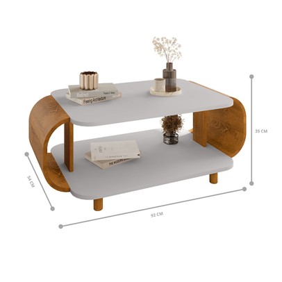 Mesa de Centro Floripa Off White/Naturalle - Móveis Bechara