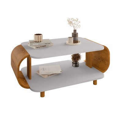 Mesa de Centro Floripa Off White/Naturalle - Móveis Bechara