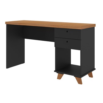 Mesa Escrivaninha Sky 2 Gavetas Freijó/Preto - Artany Móveis