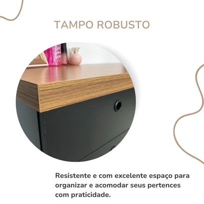 Mesa Escrivaninha Sky 2 Gavetas Freijó/Preto - Artany Móveis