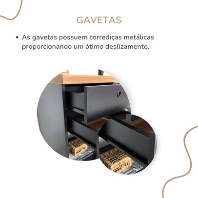Mesa Escrivaninha Sky 2 Gavetas Freijó/Preto - Artany Móveis