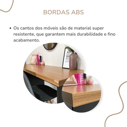Mesa Escrivaninha Sky 2 Gavetas Freijó/Preto - Artany Móveis