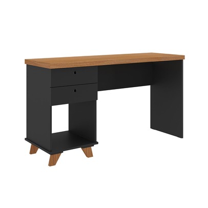 Mesa Escrivaninha Sky 2 Gavetas Freijó/Preto - Artany Móveis