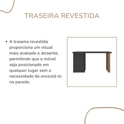 Mesa Escrivaninha Florence 2 Gavetas Nogal/Preto - Artany Móveis