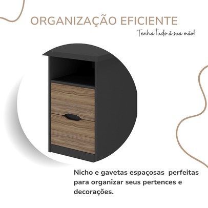 Mesa Escrivaninha Florence 2 Gavetas Nogal/Preto - Artany Móveis