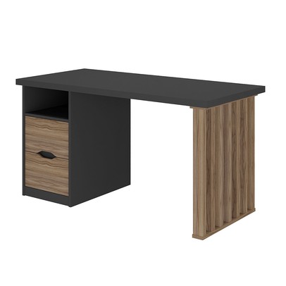 Mesa Escrivaninha Florence 2 Gavetas Nogal/Preto - Artany Móveis
