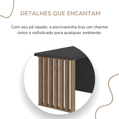 Mesa Escrivaninha Florence 2 Gavetas Nogal/Preto - Artany Móveis