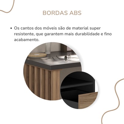 Mesa Escrivaninha Florence 2 Gavetas Nogal/Preto - Artany Móveis